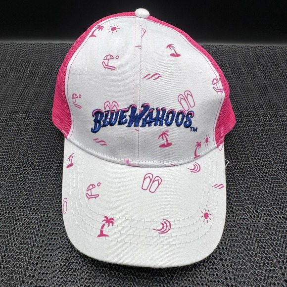 The Unbranded Brand Accessories - Blue Wahoos Trucker Hat Hook And Loop Adjust Pink /White
